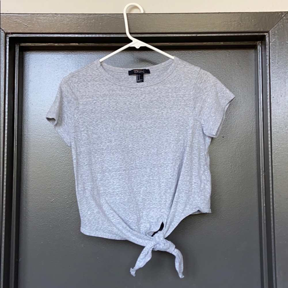 Forever21 contemporary Grey Crop Top with tie